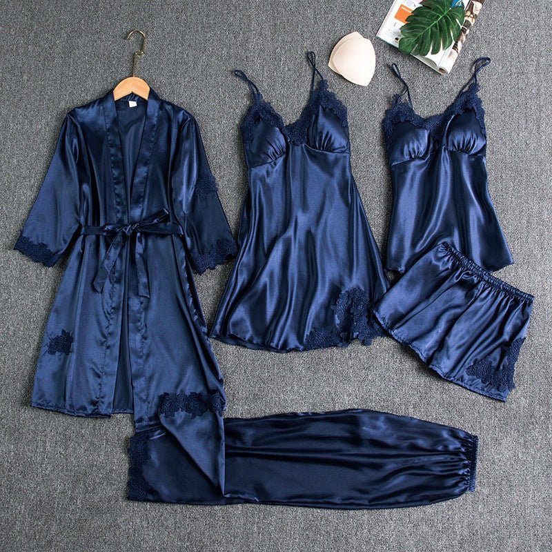 Pyjama Femme Confortable avec Kimono et Short de Nuit Doux - PanierRoyale