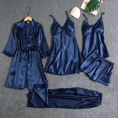 Pyjama Femme Confortable avec Kimono et Short de Nuit Doux - PanierRoyale