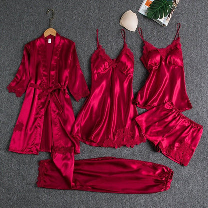 Pyjama Femme Confortable avec Kimono et Short de Nuit Doux