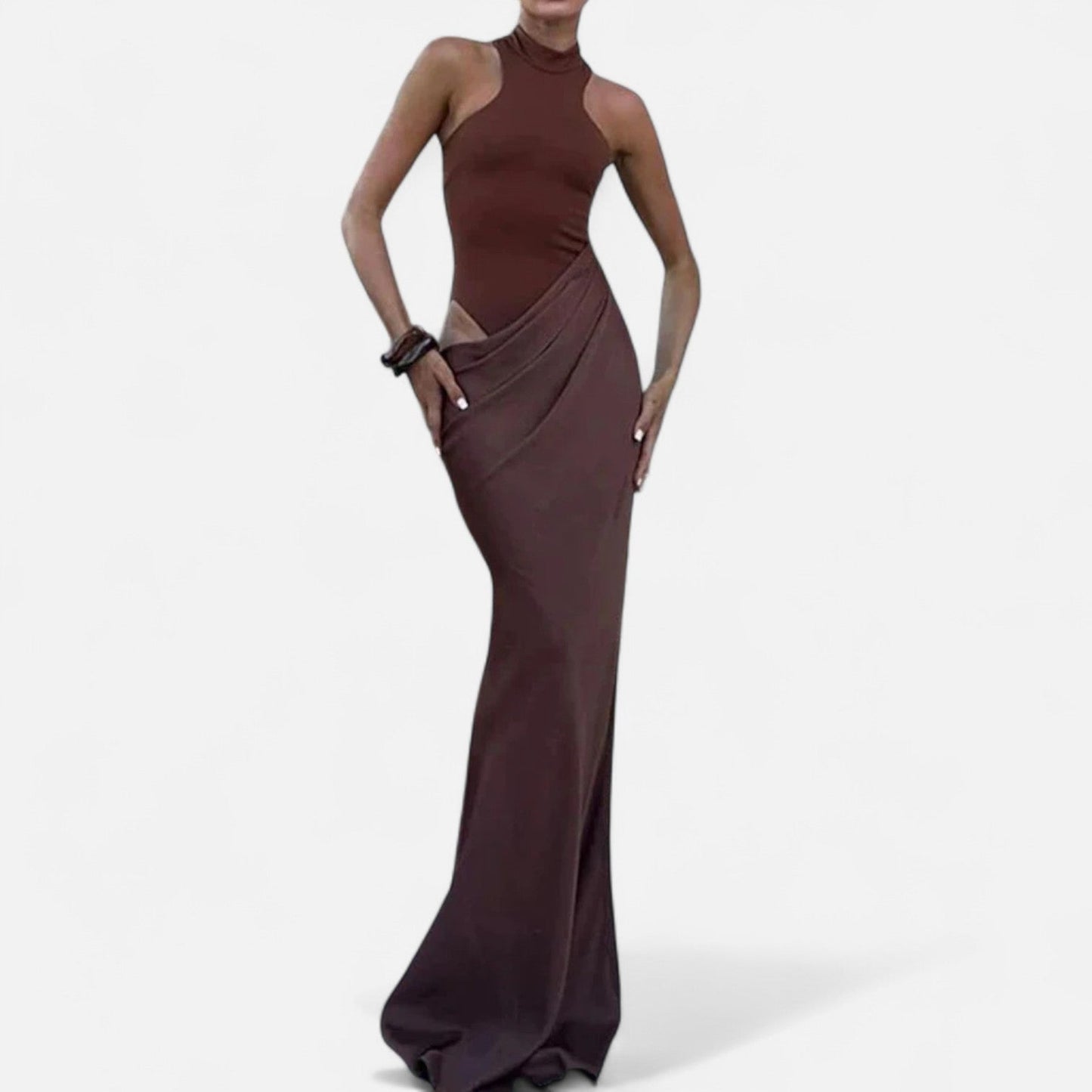 Robe Femme Longue Été avec Décolleté et Col Haut