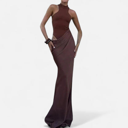 Robe Femme Longue Été avec Décolleté et Col Haut