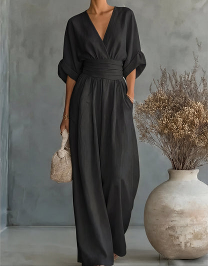 Combinaison Femme Décolleté en V Pantalon Fluide