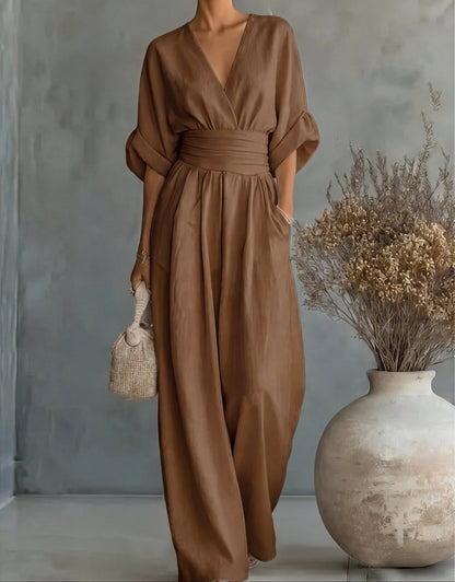 Combinaison Femme Décolleté en V Pantalon Fluide
