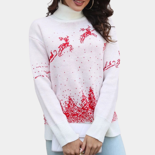 Pull de Noël Femme Col Montant Décontracté - PanierRoyale