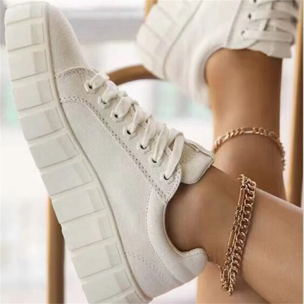 Baskets Femmes Confort avec Semelle Amortie et Lacets Réglables