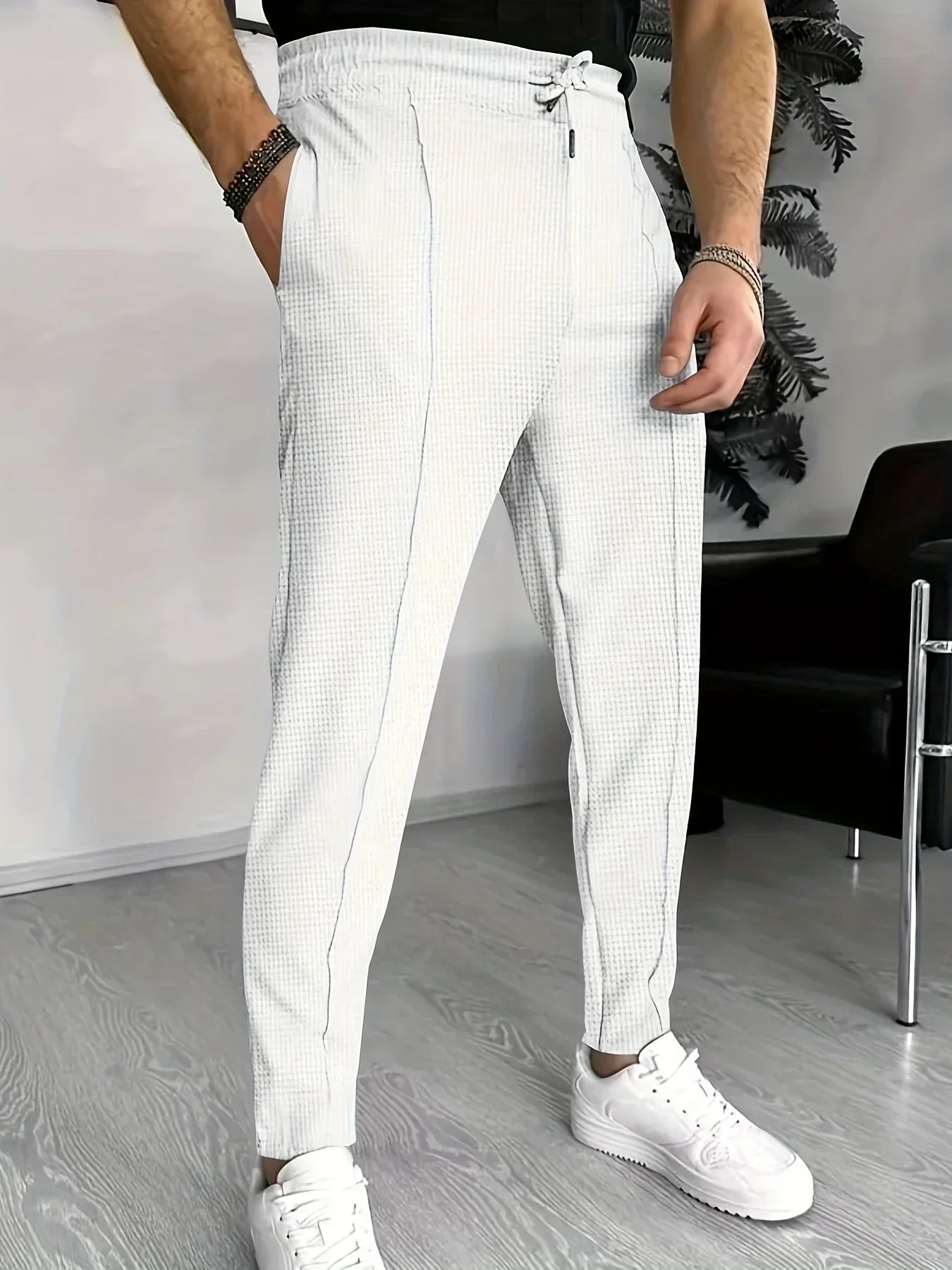 Pantalon Carreaux Slim Fit Élégant