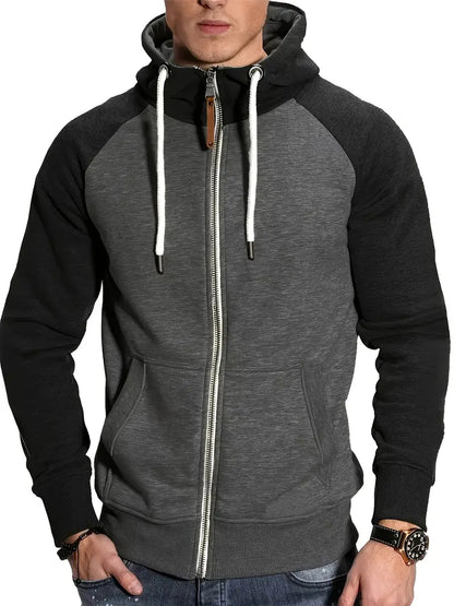 Sweat à Capuche Zippé Streetwear Homme Sport Chic