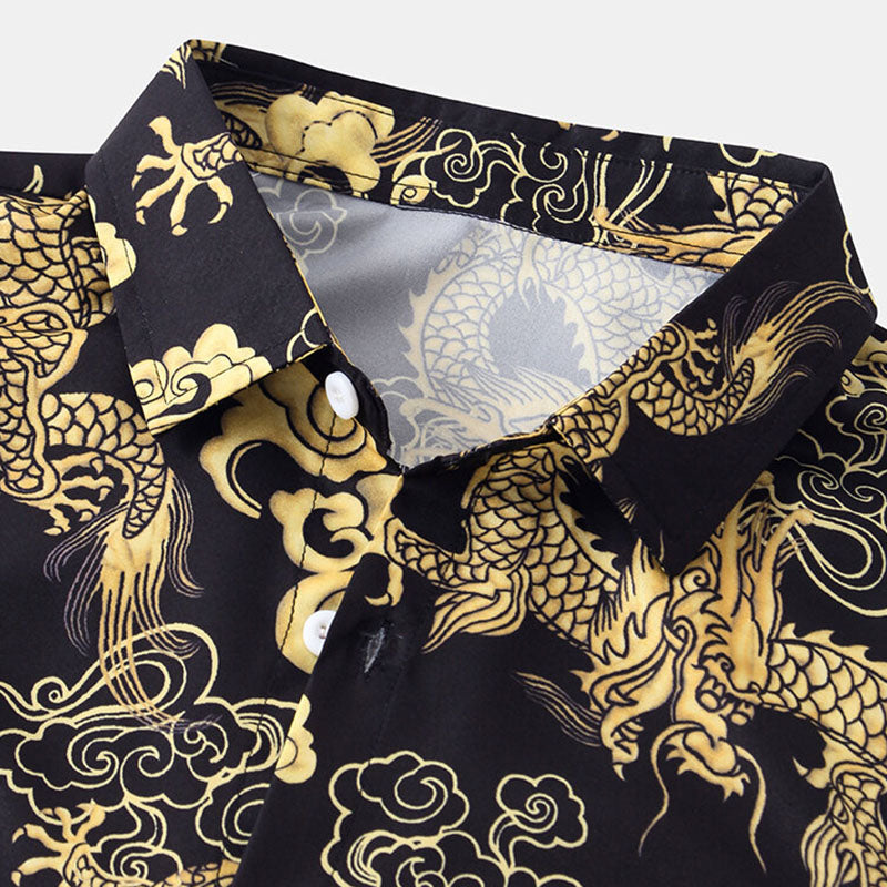 Chemise Homme Manche Courte Dragon Moderne