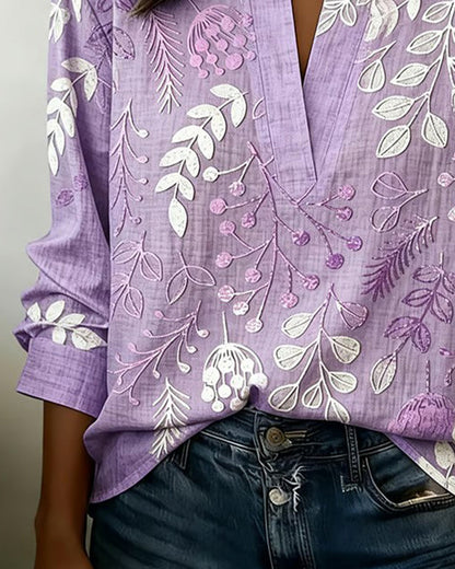 Chemisier Femme Fluidité Col V Imprimé Floral Coupe Élégante