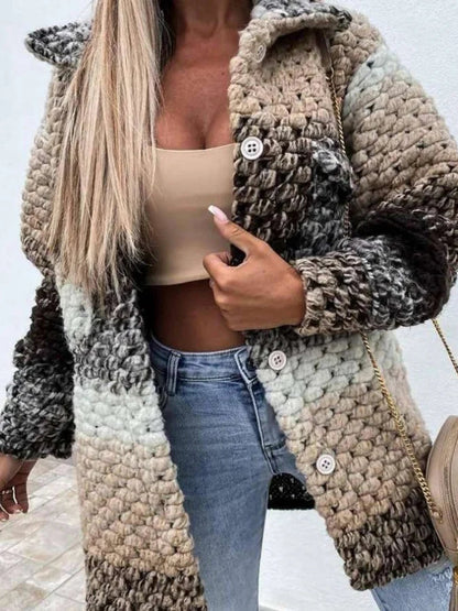 Cardigan épais doux avec poches et détails fantaisie