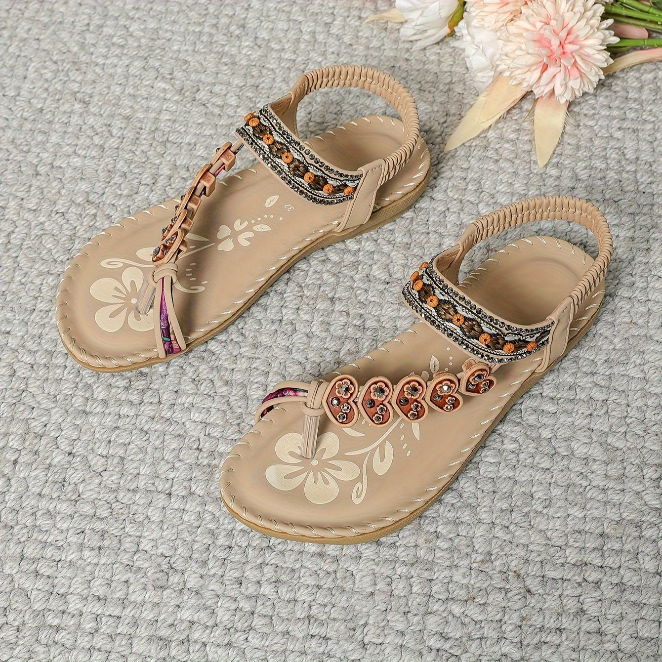 Chaussures Femmes Été Fleurs Lacets Plates Confortables