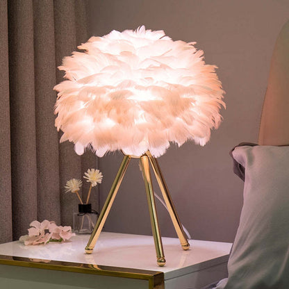 Lampe de Bureau Design avec Abat-Jour - Pied Doré et Lumière Chaude