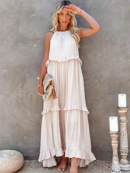 Robe Été Legère sans Manches avec Volants Femmes - PanierRoyale