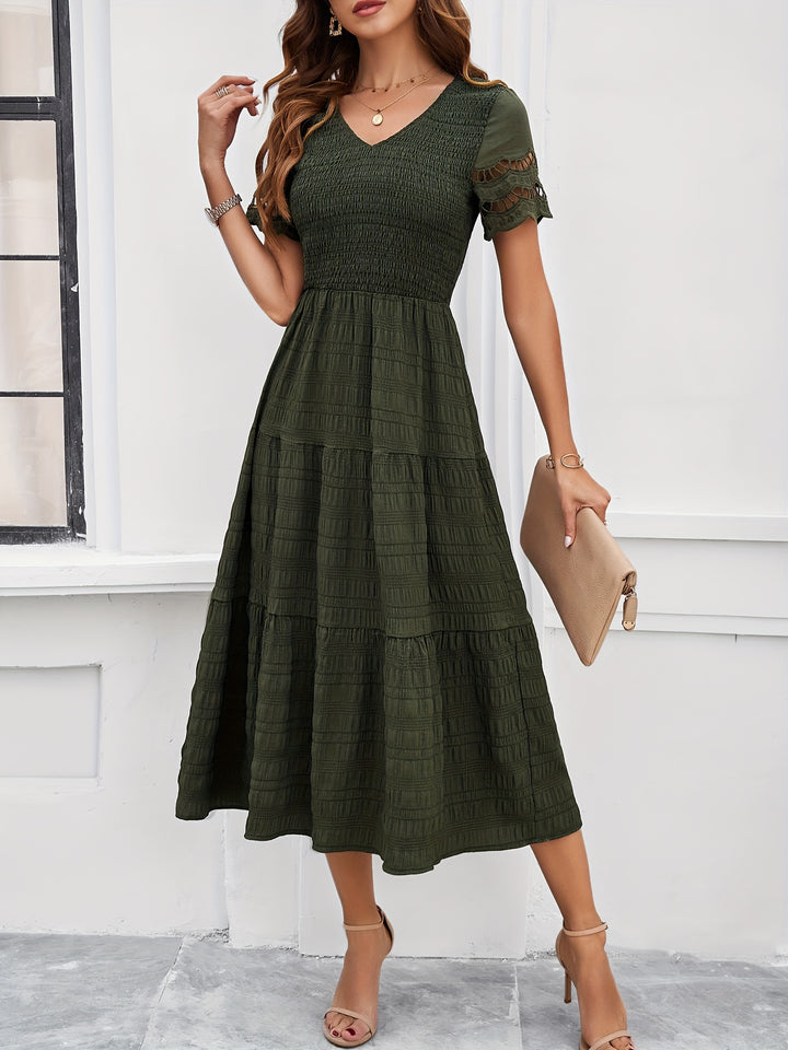 Robe Décontractée Été Longue Corail Dentelle pour Femme