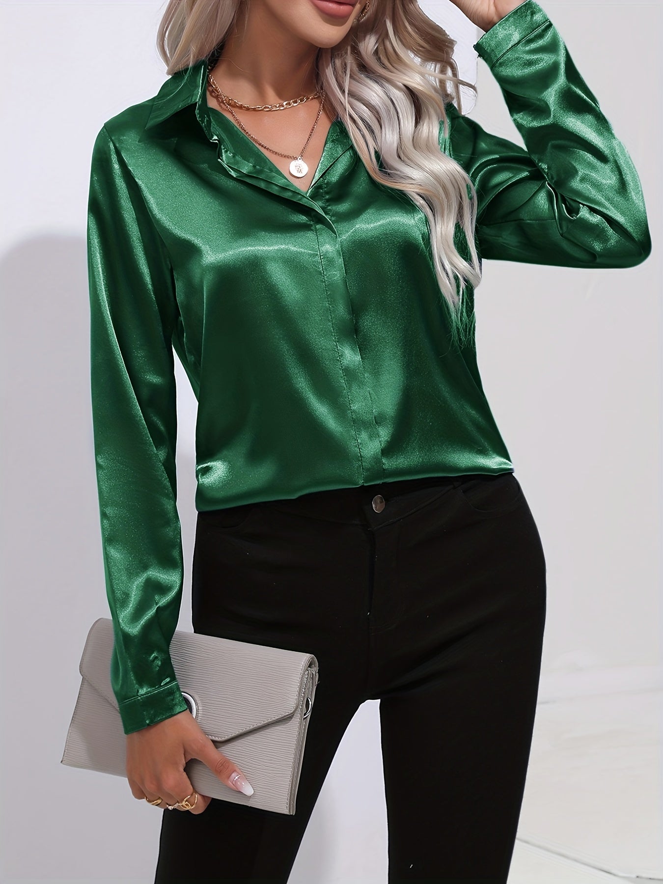 Chemise Femme en Soie Élégante Manches Longues