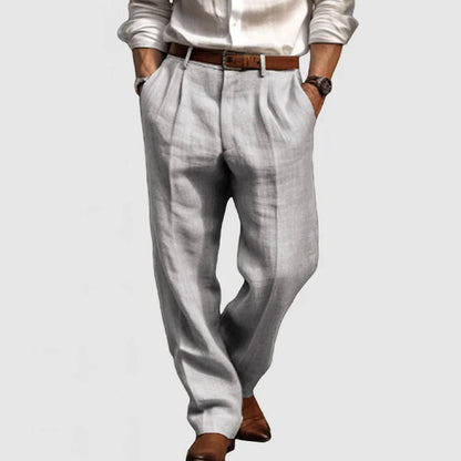 Pantalon Homme Noir Élégant en Lin