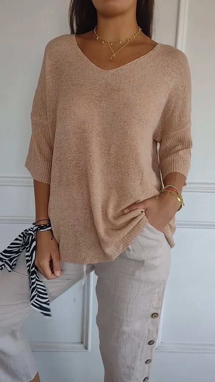 Pull Femme Rose Pastel Manches Courtes Chic