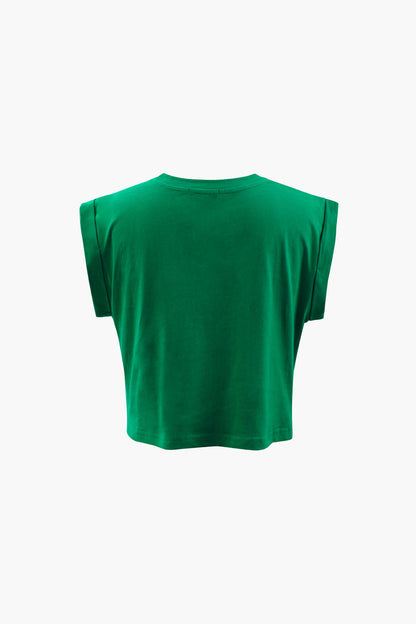 T-Shirt Crop Femme imprimé avec nœud détail manches courtes