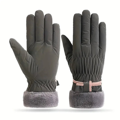 Gants Hiver Femme Chauds et Tactiles avec Nœud