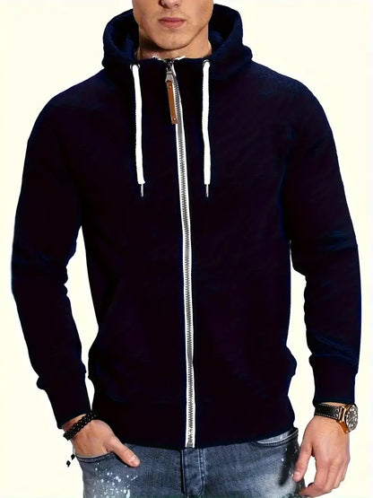 Sweat à Capuche Zippé Streetwear Homme Sport Chic