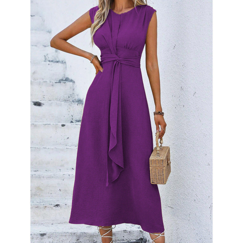 Robe longue Femme Sans Manches Taille Drapée