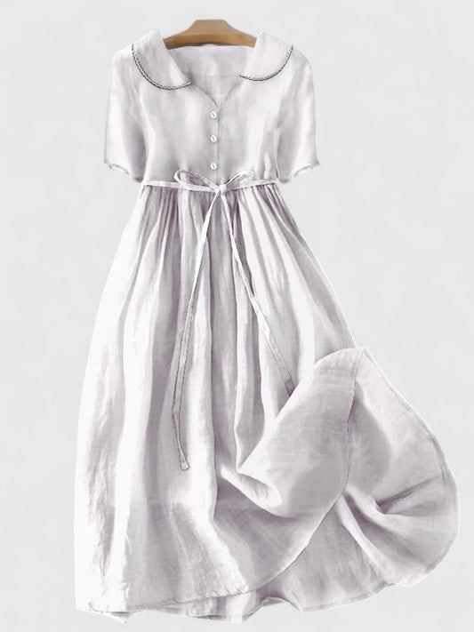 Robe Femme Courte Manches Courtes avec Boutons - BerlinGlamour