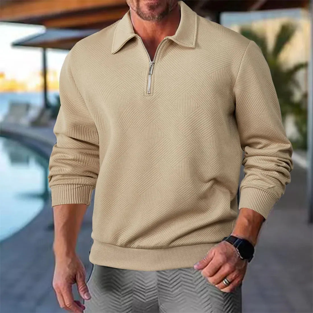 Sweat Homme à Carreaux Molletonné avec Capuche et Fermeture Éclair - PanierRoyale