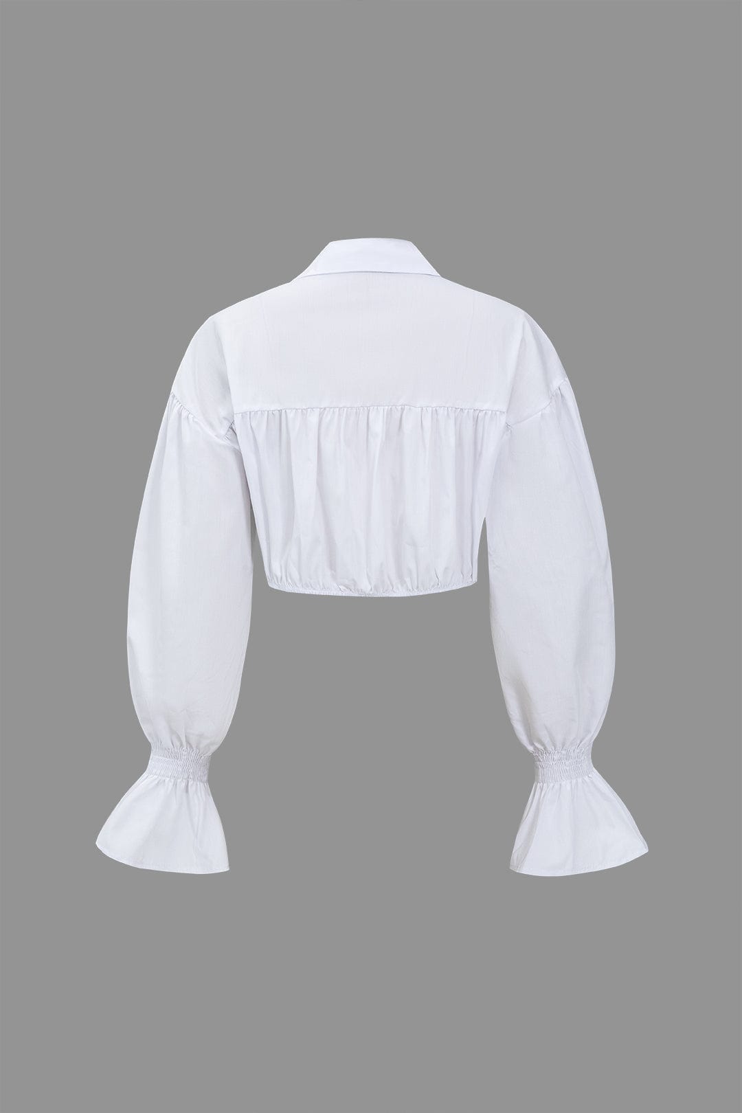 Sunniva | Top court en denim avec manches bouffantes