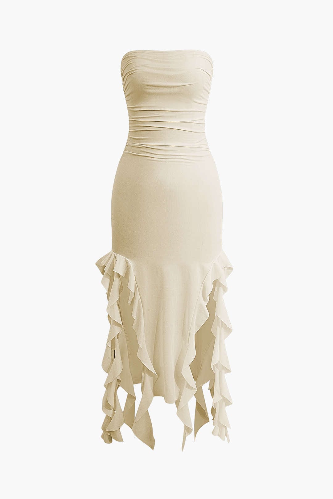 Robe Maxi Élégante avec Volants Féminins