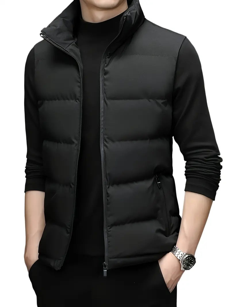 Veste sans manches hiver homme noir avec fermeture éclair - BerlinGlamour