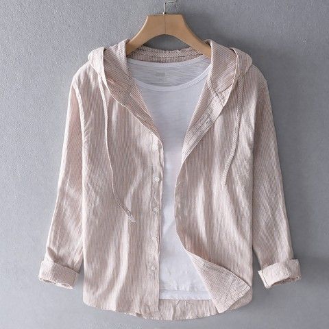 Chemise Homme Décontractée à Manches Longues et Capuche