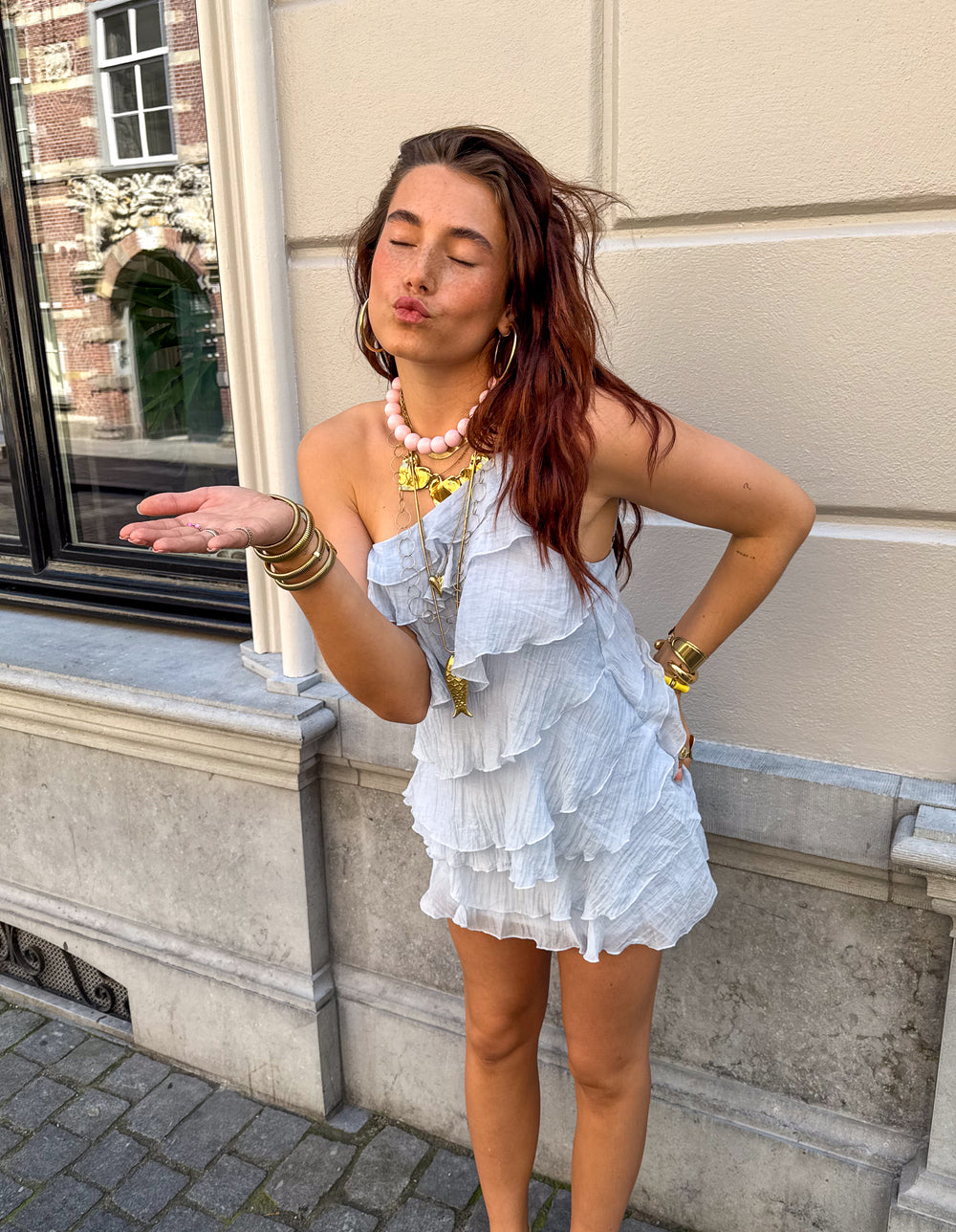Robe mini Femme Volants Coupe Fluide Style Estival