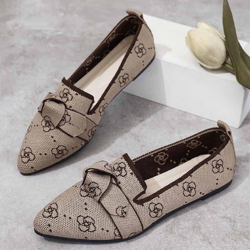 Chaussures Ballerines Féminines à Nœud avec Semelle Plate