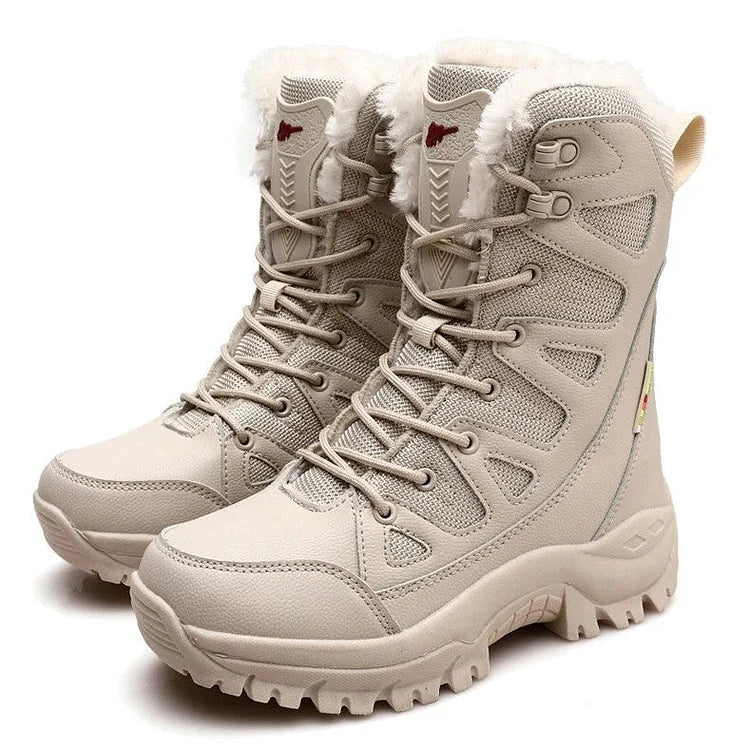 Bottes de randonnée imperméables femme en cuir brun - PanierRoyale