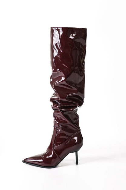 Ava | Lackleder-Stiefel mit gerafftem Schaft - Zendoo.de