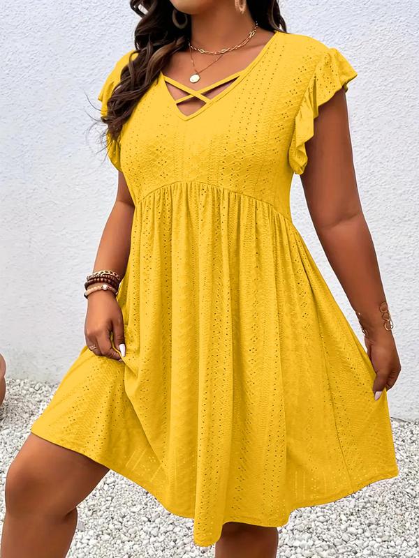 Robe Femme Décolleté Découpé Manches Volantées