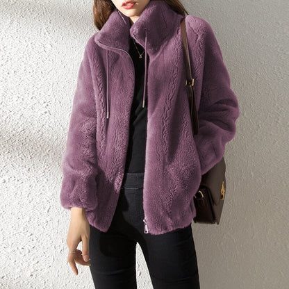 Veste Polaire Unisexe Double Face Matelassée Col Montant