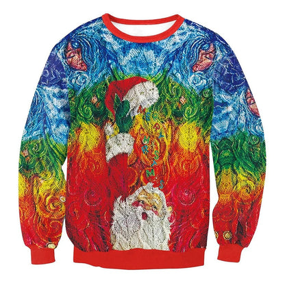 Pull de Noël Rouge Brillant avec Cerf Pour Homme et Femme