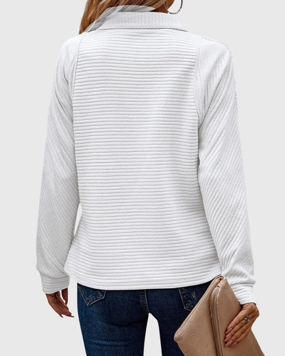 Pull femme décontracté à manches longues avec fermeture éclair
