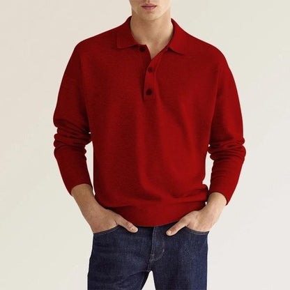 Polo Homme Manches Longues Vert Olive Coton Classique