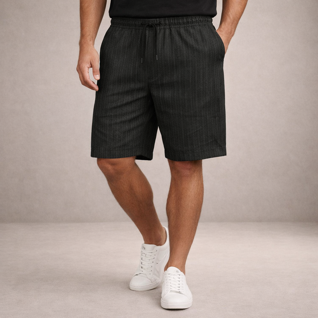 Short Homme Lin Mélangé Taille Cordon Coupe Décontractée