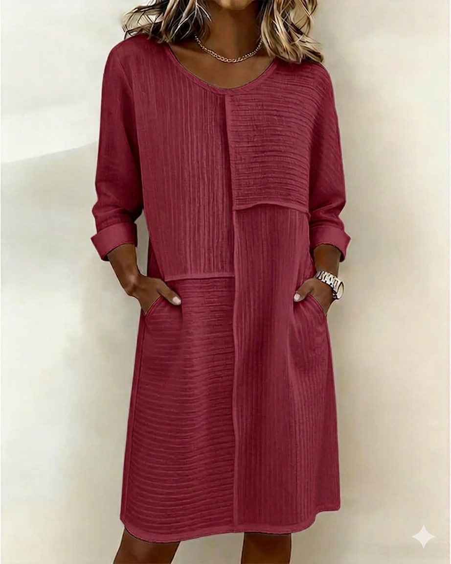 Robe Femme Coton Lin Texturée Coupe Fluide