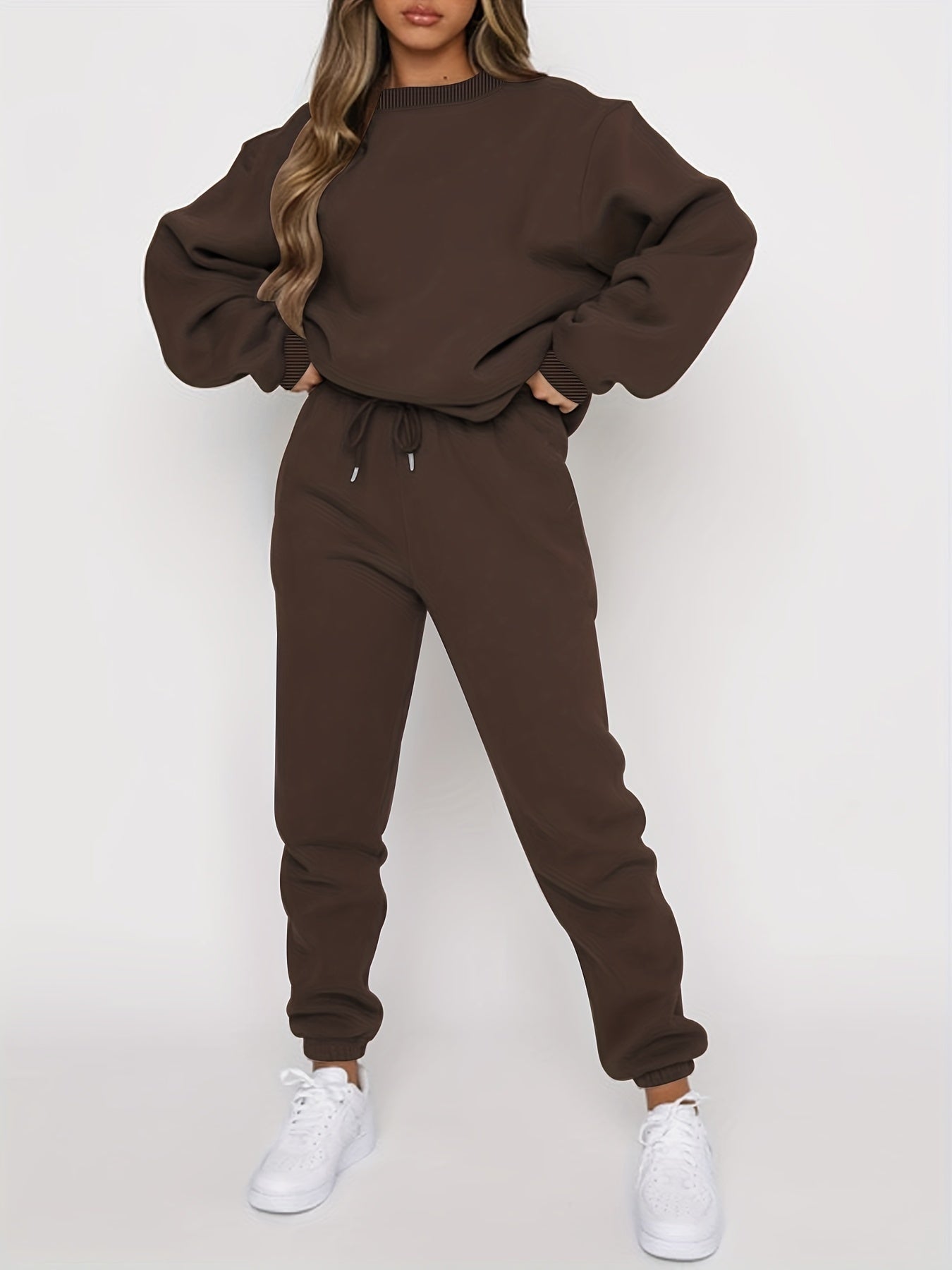 Sweat Capuche Femme Brun Clair Décontracté - PanierRoyale