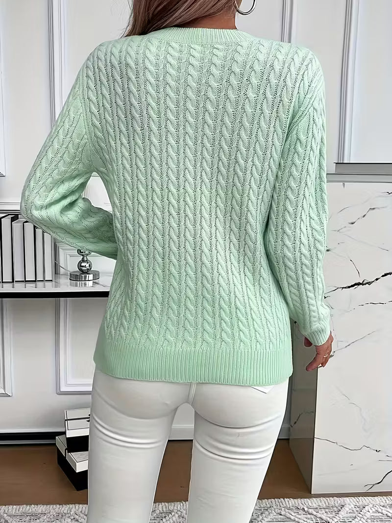 Pull Femme Tricot Chaud Motif Coeur Hiver