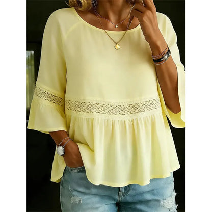 Blouse Femme Fluide Dentelle Manches Volantées