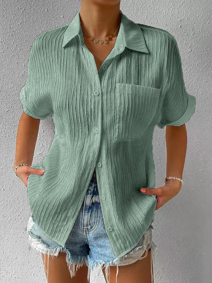 Chemise Femme Coton Légère Col Classique Boutonnée Coupe Décontractée
