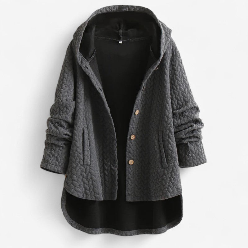Veste mi-longue casual avec capuche et poches zippées - PanierRoyale