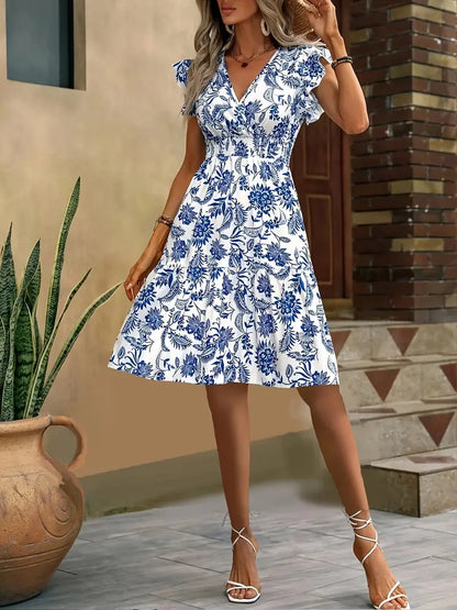 Robe Plage Été avec Col en V et Dentelle Féminine - PanierRoyale