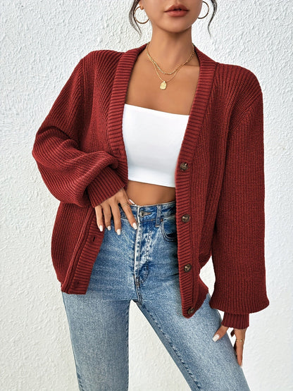 Cardigan femme tricoté manches longues hiver chaud