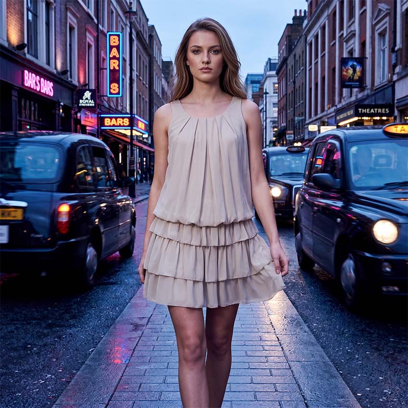 Robe été Femme Volants Superposés Coupe Fluide
